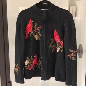 Carly St. Claire Christmas Sweater Cardinal sequin beaded M VTG Holiday